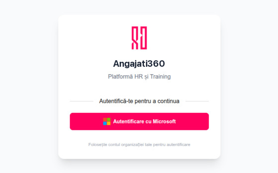 Ecranul de autentificare al platformei Angajați360